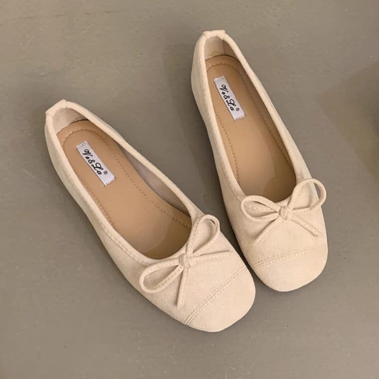 フラットシューズ 優美なリボン結びフラットパンプス
