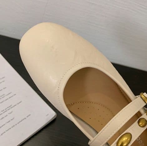フラットシューズ クラシック二重ストラップパンプス