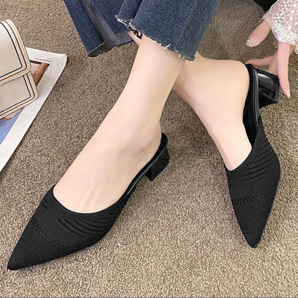 フラットシューズ  ニットミュールパンプス
