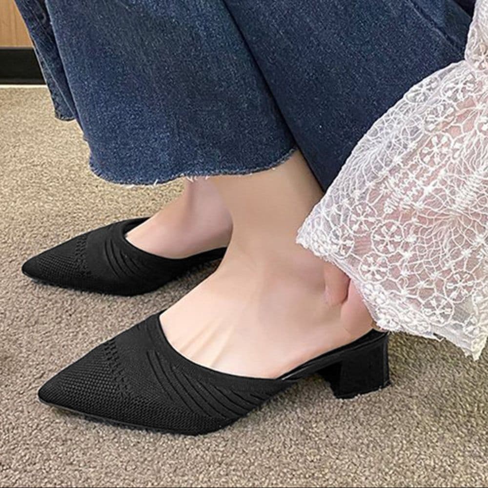 フラットシューズ  ニットミュールパンプス