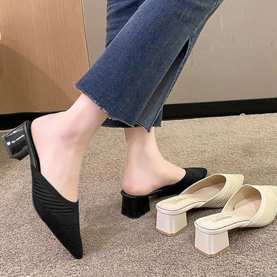 フラットシューズ  ニットミュールパンプス