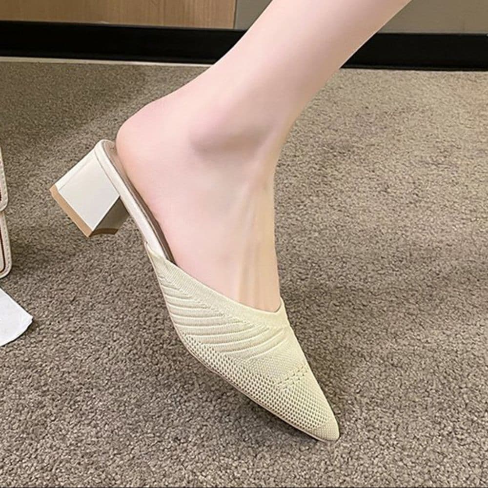 フラットシューズ  ニットミュールパンプス