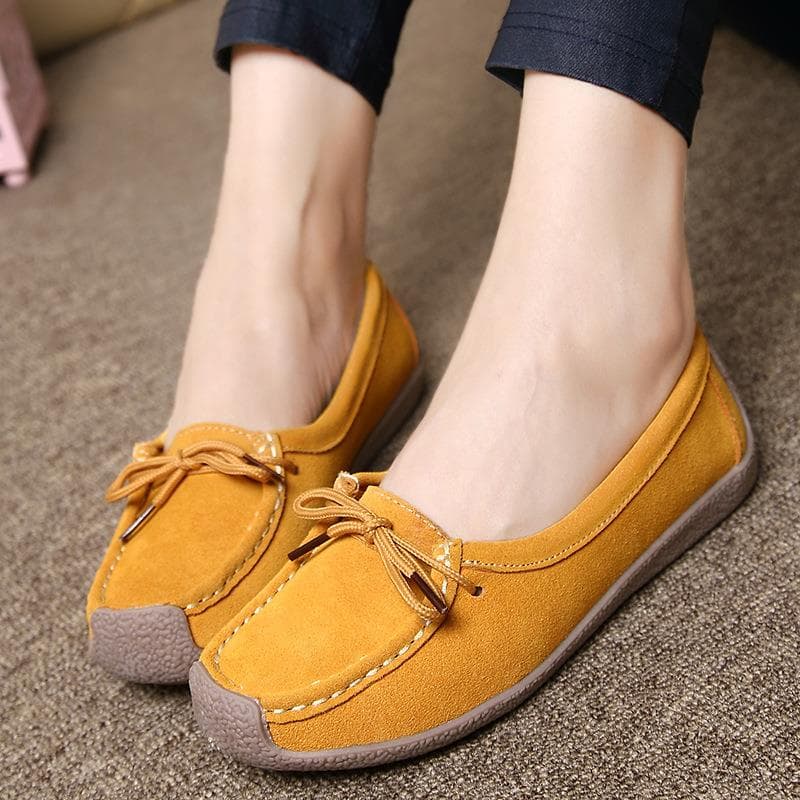 フラットシューズ リボンモカシン