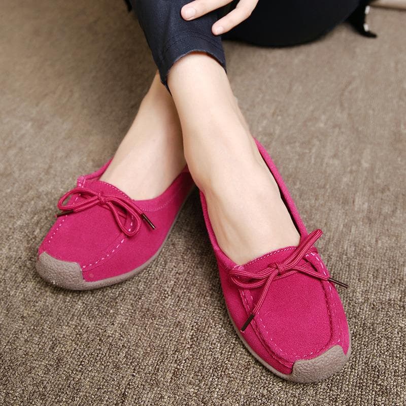 フラットシューズ リボンモカシン