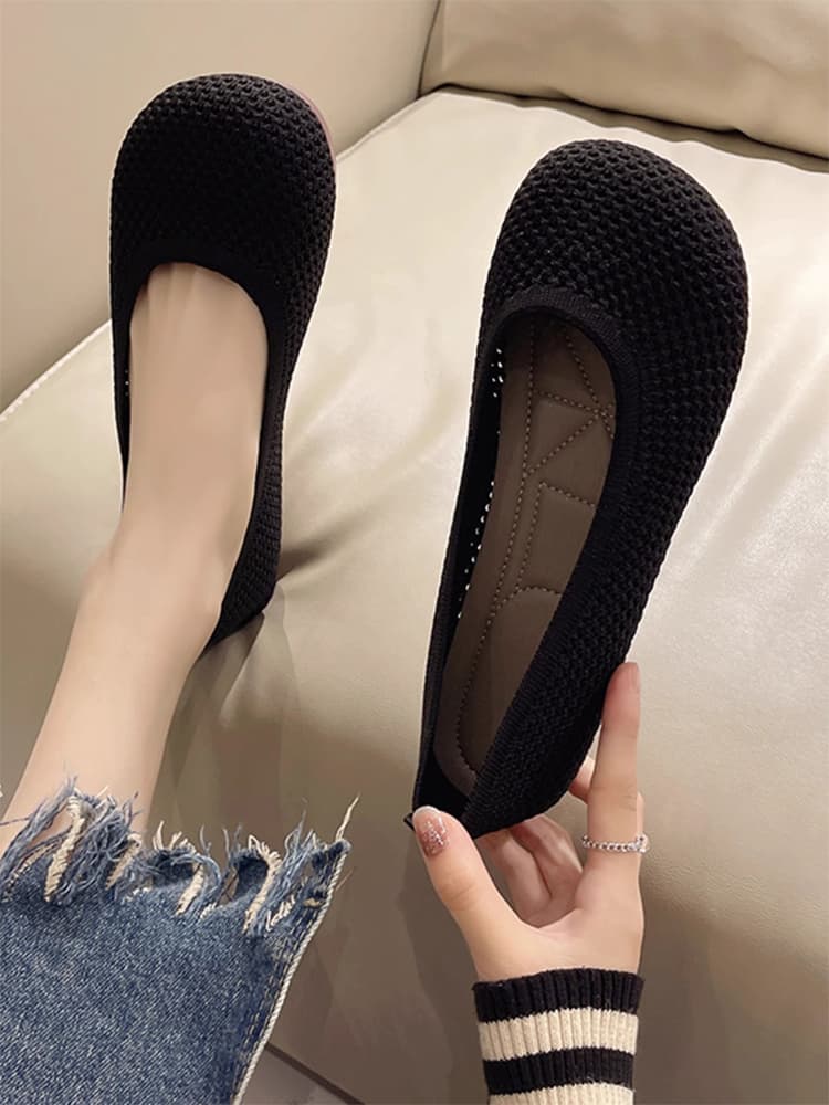 フラットシューズ メッシュ編みシューズ
